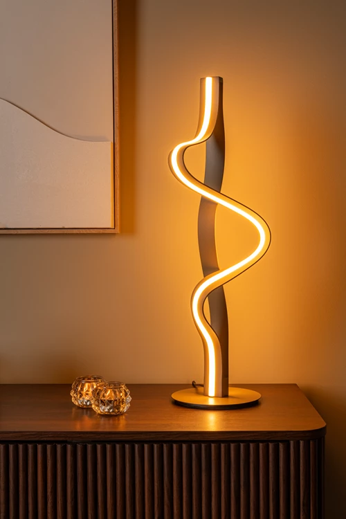 Lucide LAMBADA - Tischlampe - LED Dim. - 1x19W 2700K - Champagner Farbe - Premium - Atmosphäre 1